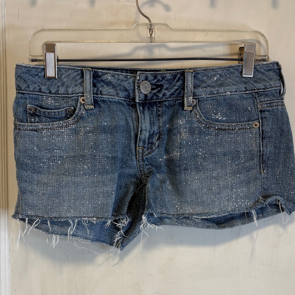 American Eagle Sparkle Patriotic Red, White, and Blue Daisy Dukes Booty Shorts 2